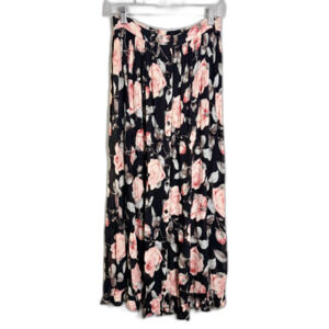 VTG Her Style Skirt Womens Maxi Floral Roses Crinkle Boho 90s Y2K Romantic
